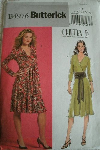 MISSES DRESS WITH TIE SASH SIZES 16-18-20-22 CHETTA B BY PETER NOVIELLO AND SHERRIE BLOOM FOR BUTTERICK PATTERN B4976 RATED EASY TO SEW.