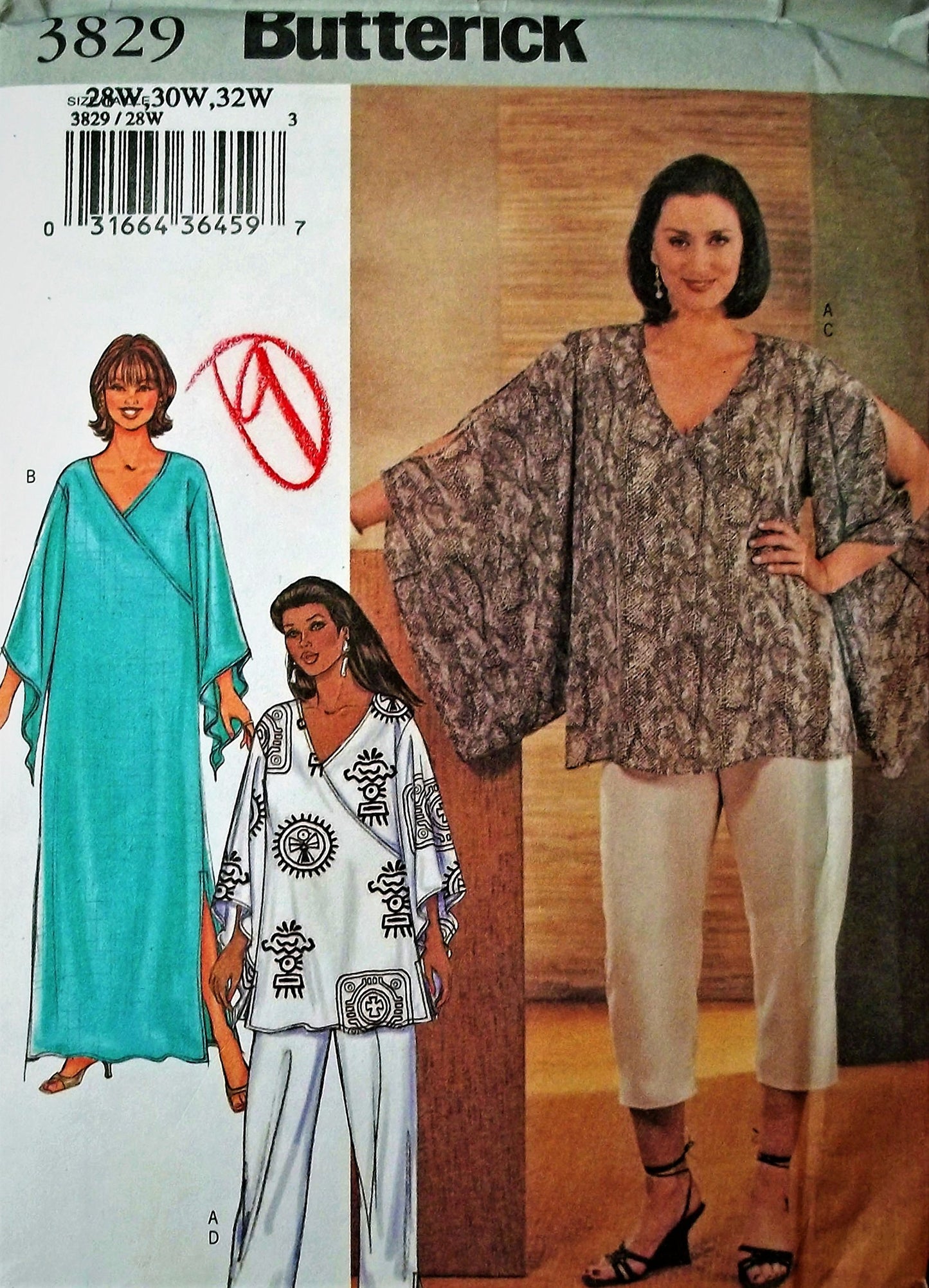 OOP Mccalls SEWING PATTERN 3829. Womens Plus Szs 28W, 30W, 32W A++ CAFTAN, Tunic & Top. This is a MUST SEE