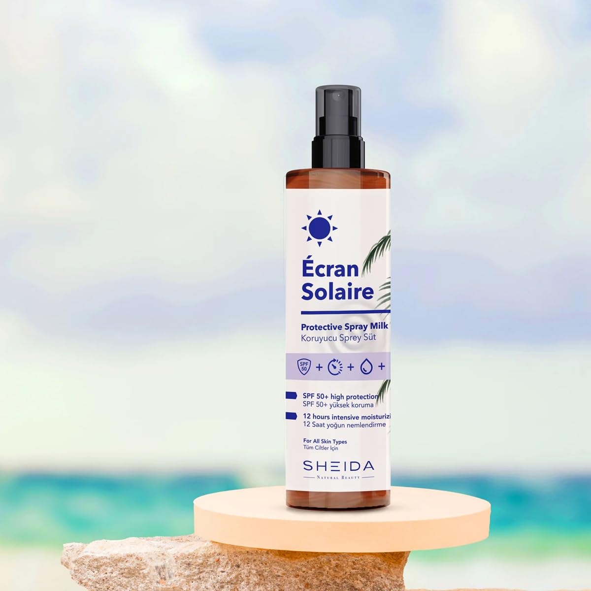 Sheida Ecran Solaire SPF 50+ Protective Spray Milk, 12 Hour Moisturizing Sunscreen, All Skin Types