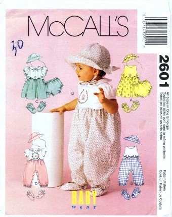 McCall's 2601 Sewing Pattern Infants Dress Rompers Hat Shoes Panties Small - Extra Large