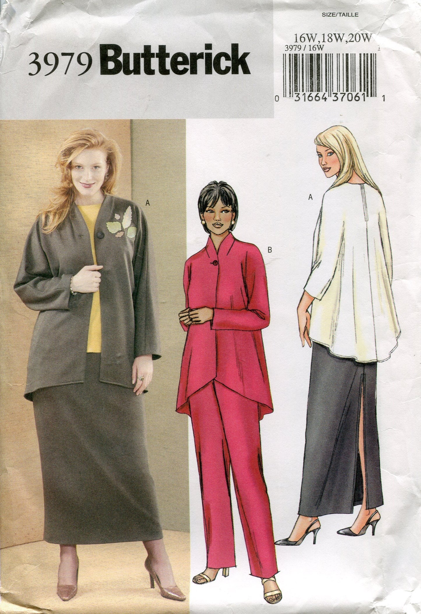 Butterick Pattern 3979 Women's/Women's Petite Jacket, Top, Skirt and Pants, Size 16W-18W-20W