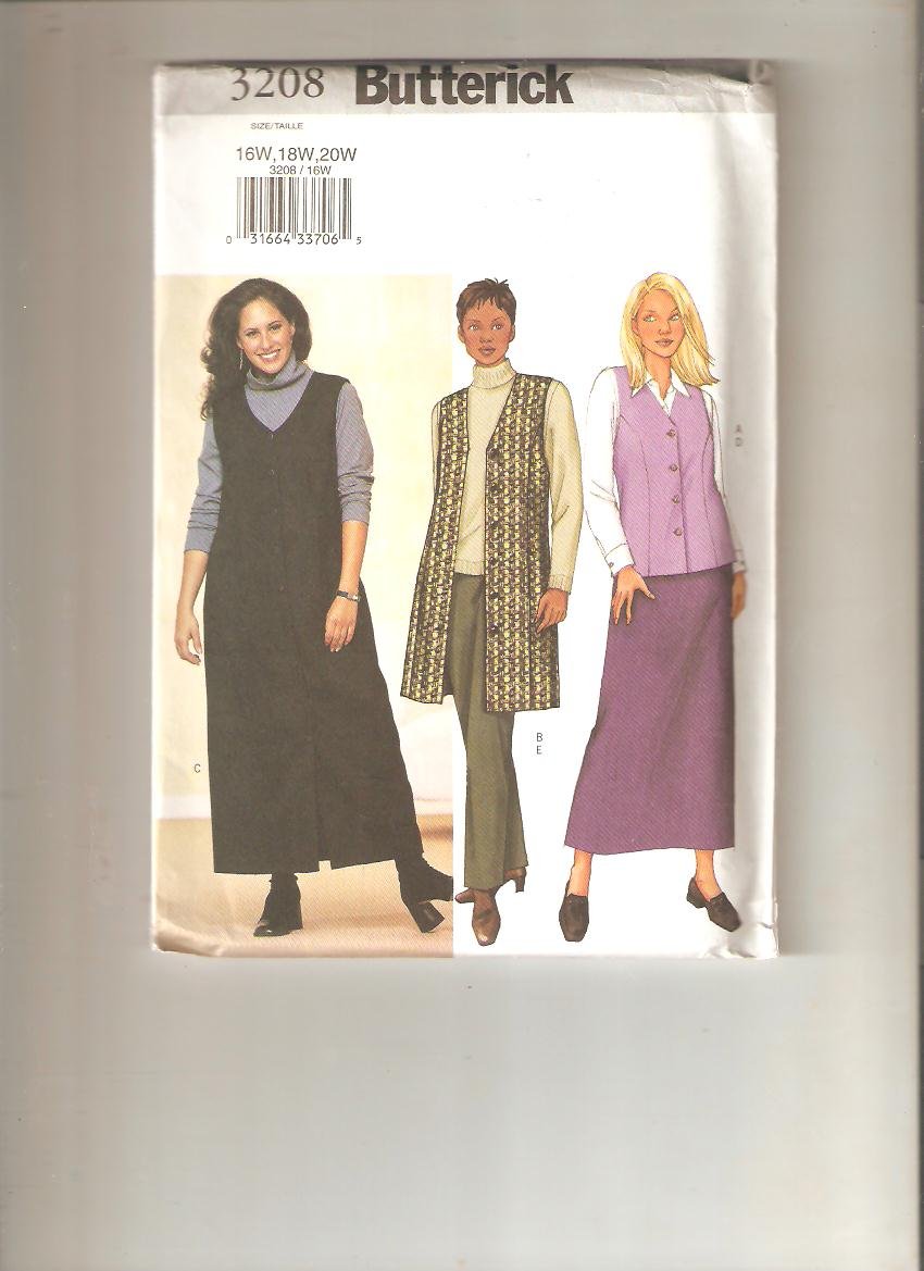 Butterick pattern 3208sizes 16W, 18W, 20W
