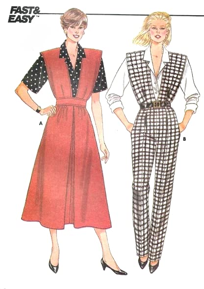Butterick 3943 Misses Jumpsuit Jumper, A-Line Jumper and Front Button Shirt Vintage Sewing Pattern, Misses Size 8-10-12