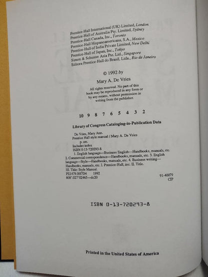 Prentice Hall Style Manual/a Complete Guide With Model Formats for Every Business Writing Occasion