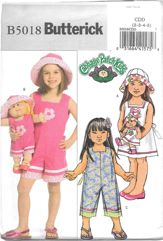 Butterick Sewing Pattern B5018 Size/Taille CDD (2-3-4-5) Children's/Girls' Dress, Jumpsuit, Hat and Doll Clothes