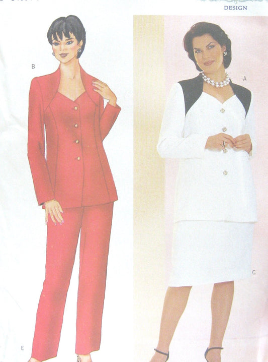 Womens Jacket, Skirt, Pants Sewing Pattern Butterick 6480 Size 16W-20W Delta Burke Design