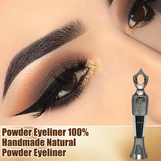WUZHIBEI Handmade Natural Powder Eyeliner - Easy to Apply Formula, Intense Color Long-Lasting (Black)