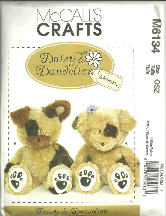 McCall's Patterns M6134 Daisy and Dandelion Plush Dogs, One Size Only