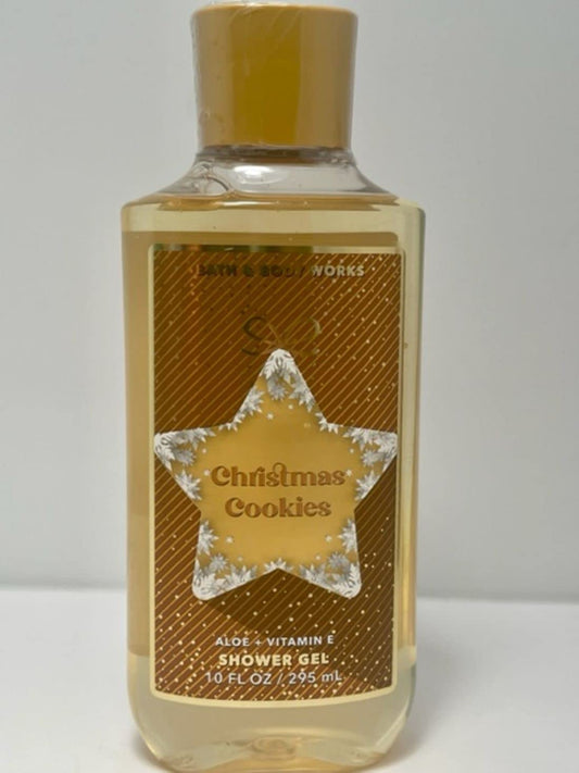 Bath and Body Works Christmas Cookies Shower Gel Body Wash 10 Ounce Full Size Gold Star Label