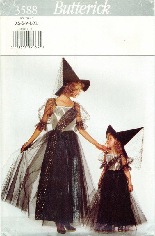 Butterick 3588 Misses' Tulle Witch Costume Sewing Pattern Size XS-S-M-L-XL