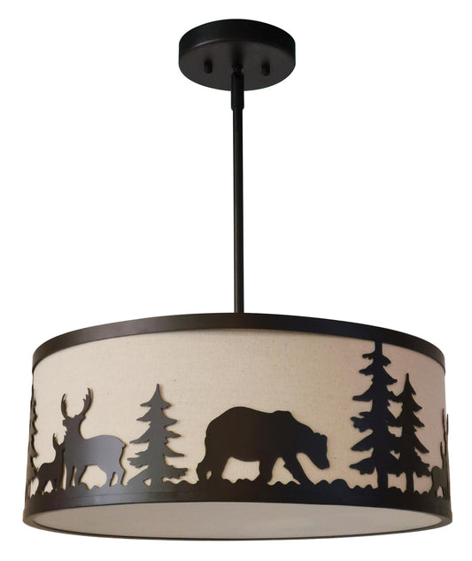 Litex Industries: 1-Light Mini Ceiling Pendant in Bronze Finish with Moose Off White Fabric Shade