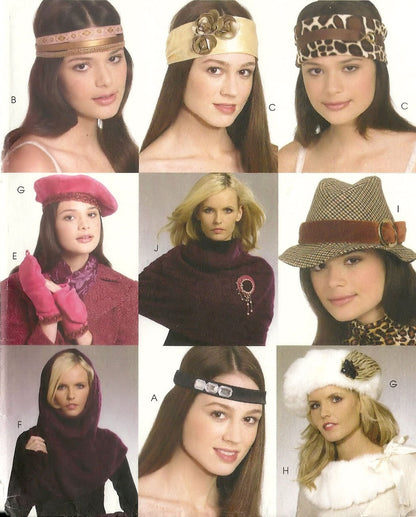 McCall's Fashion Accessories Pattern M5996 for Headbands, Mittens, Cowl, Collar, Hats and Pins