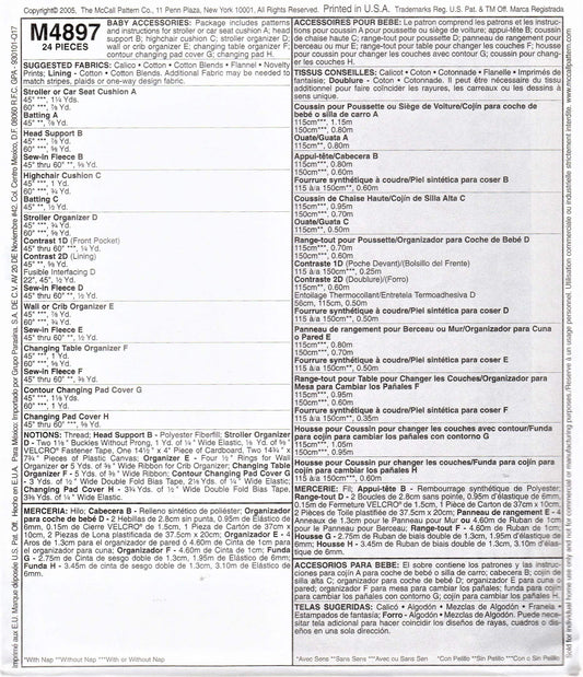 McCall's Sewing Pattern M4897 Baby Accessories