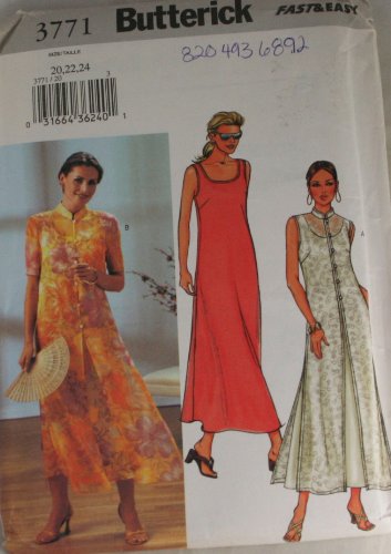 Butterick 3771 Misses Dress and Duster Sizes 20,22,24