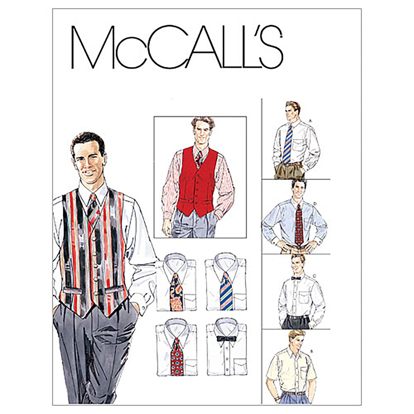 McCall's Patterns M2447 Men's Lined Vest, Shirt, Tie in Two Lengths and Bow Tie