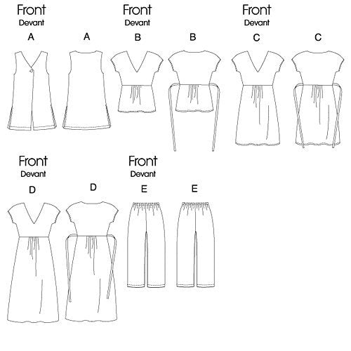 BUTTERICK PATTERNS B5501 Misses' Vest, Top, Dress, and Pants, Size F5 (16-18-20-22-24)