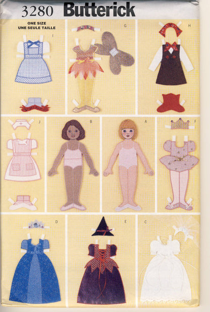 Butterick Sewing Pattern 3280 12" Fabric "Paper" Doll and Clothes