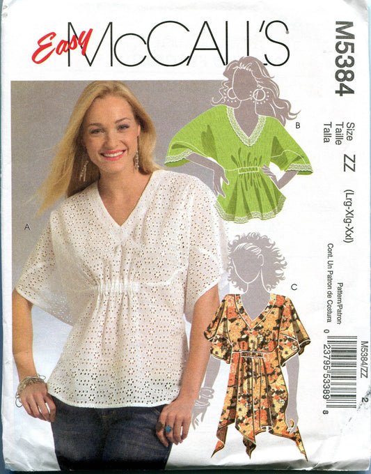McCall's 5384 Sewing Pattern Misses Breezy Tops 16-26