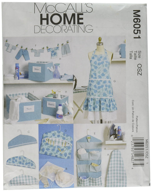 McCall's Patterns M6051 Apron, Ironing Board Cover, Organizer, Bins, Hanger Cover, Clothespin Holder, Banner and Scissor Caddy