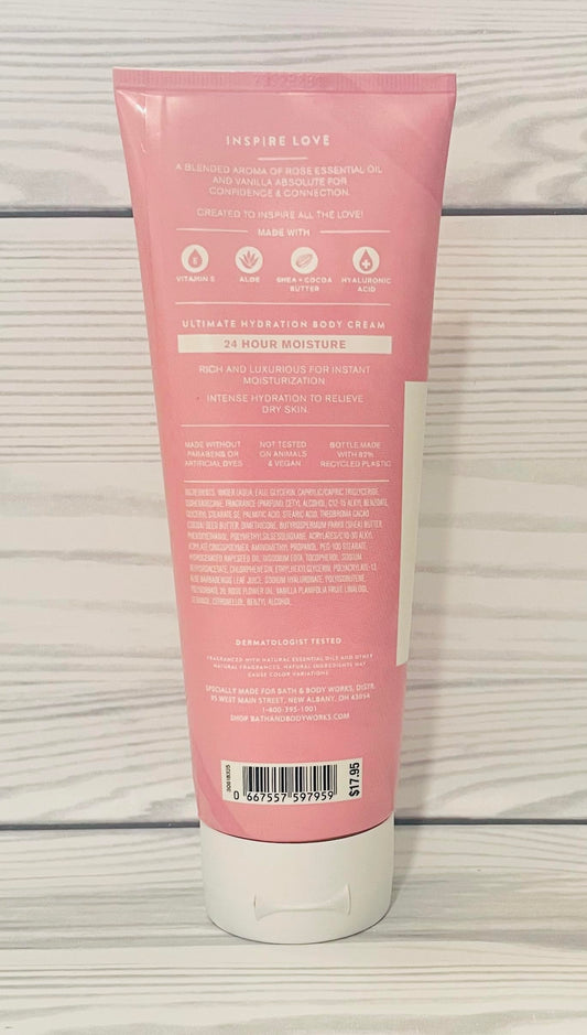 Bath and Body Works Aromatherapy Love Rose Vanilla Ultimate Hydration Body Cream 8 Oz. 2 Pack (Rose Vanilla)