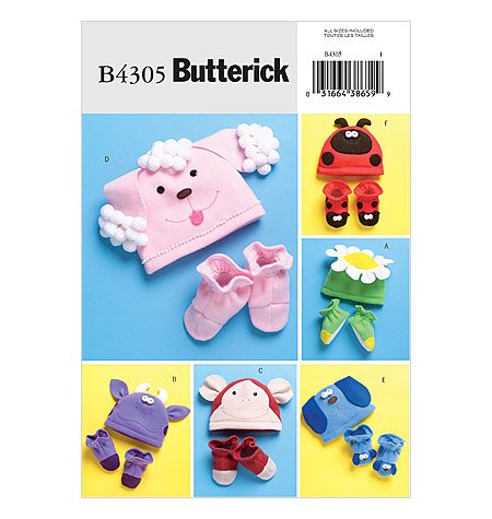 Butterick Pattern B4305 Infants'/Toddler's Character Hats and Slippers