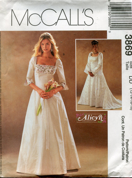 McCall's Pattern 3869 Alicyn Exclusives Misses'/Miss Petite Lined Wedding Dress, DD (12-14-16-18)