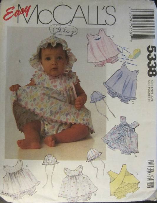 Mccalls 5338 Infants Sundress, Panties, Bonnet