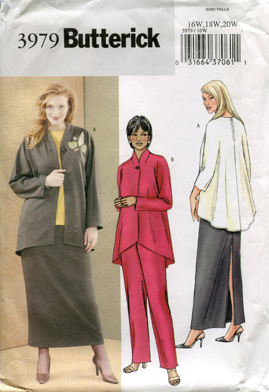 Butterick Pattern 3979 Women's/Women's Petite Jacket, Top, Skirt and Pants, Size 16W-18W-20W