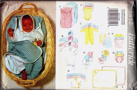 Butterick Pattern 3812 Infant's Layette, Size Newborn-Extra Large