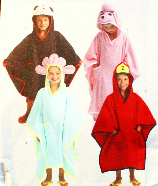Butterick 4381 Sewing Pattern Boys Girls Size 2-6 Easy Embellished Beach Bath Cover-ups