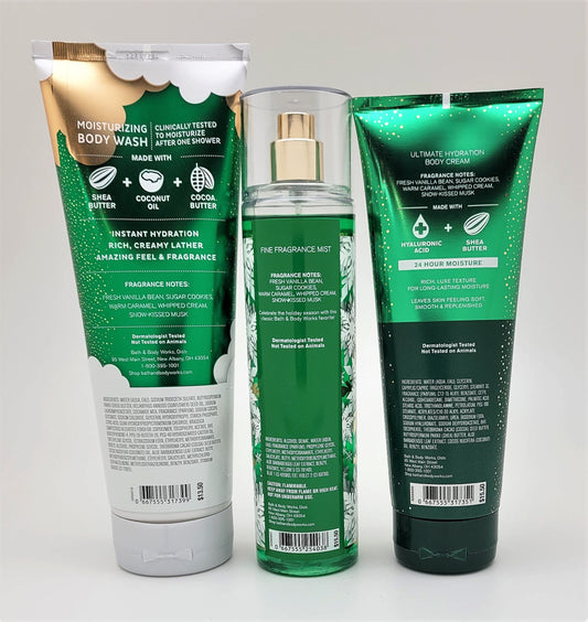 Bath & Body Works - Vanilla Bean Noel - Bundle -3 items - Moisturizing Body Wash, Ultimate Hydration Body Cream and Fine Fragrance Mist - Winter 2021