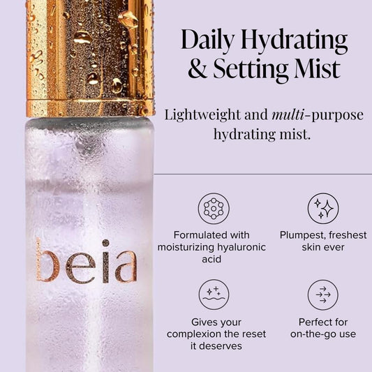 Beia Daily Hydrating & Setting Mist with Hyaluronic Acid and Aloe Vera | Vegan & Dermatologist Tested