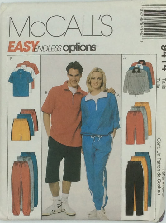 Unisex Loungewear Pull-on Pants Top Shorts Size XL-XXL McCalls 9414 Sewing Pattern