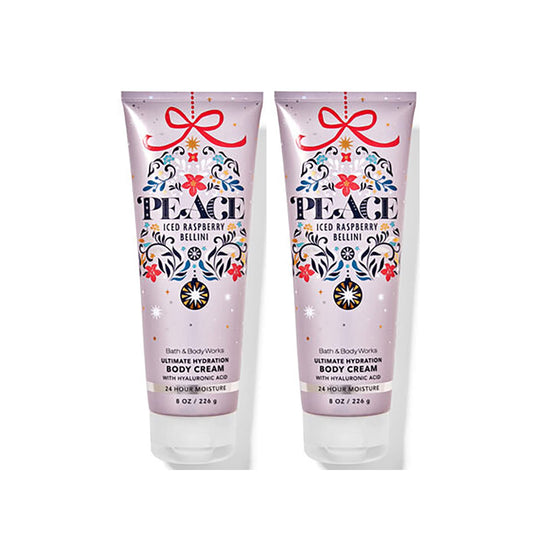 Bath and Body Works Iced Raspberry Bellini 2 Pack Ultra Shea Body Cream 8 Oz. (Iced Raspberry Bellini)