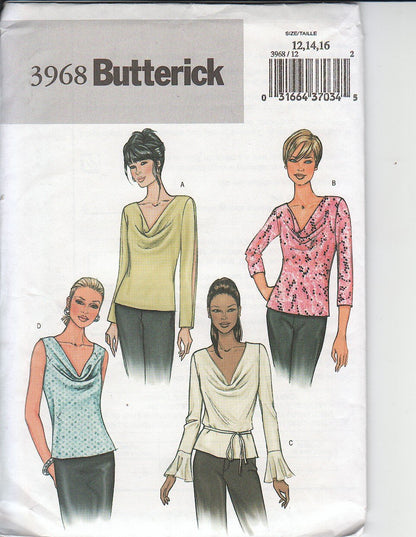 MISSES MISSES PETITE TOP SIZES 12-14-16 BUTTERICK PATTERN 3968 RATED EASY TO SEW