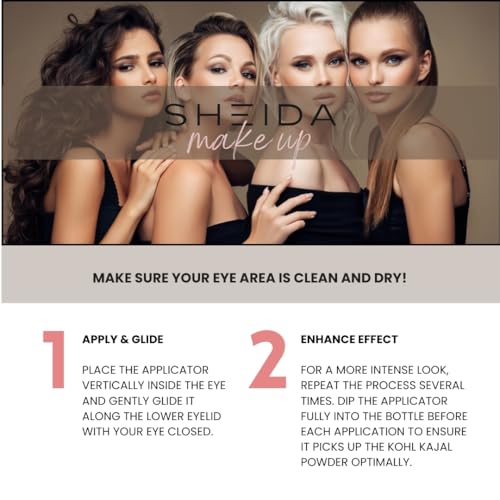 Sheida Natural Kohl Powder – Long-Lasting Traditional Eyeliner - Mineral-Rich Formula for Intense Color and Eye Care - Black 2 gr