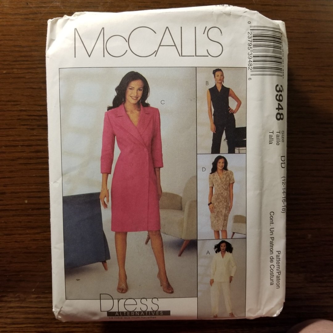 McCalls Misses sz 12,14,16,18 Lined Jacket, VST, Dress and Pants Pattern 3948