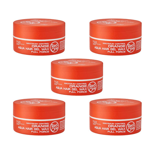 RedOne Aqua Hair Wax Maximum Hold Full Force Hair Gel, 150ml (5 pack) ORANGE