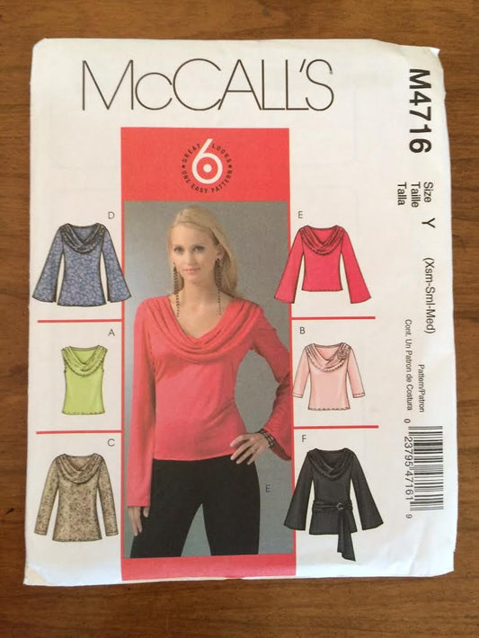 McCall's M4716 Sewing Pattern, Misses' Petite Tops, Flower, Tunics and Sash, Size Y (Xsm-Sml-Med)