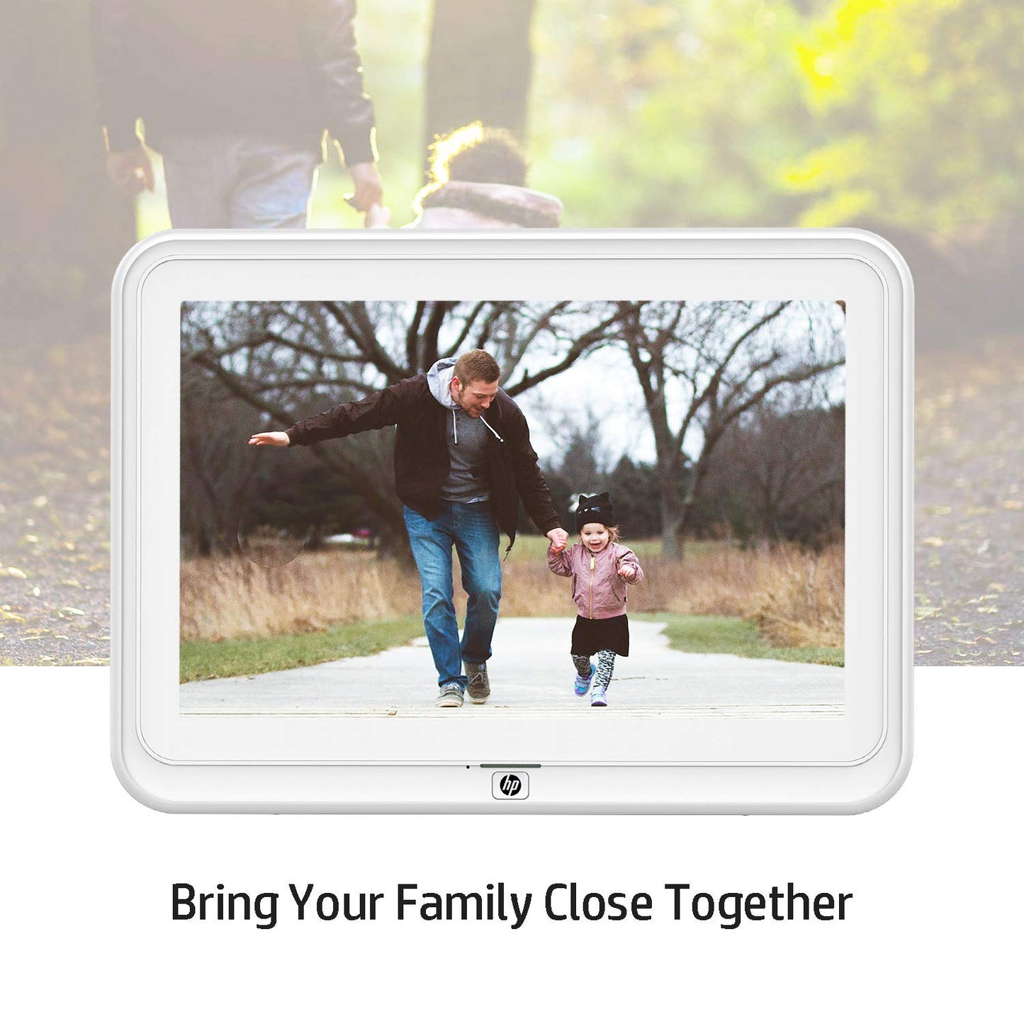 Digital Picture Frame, HP 10.1 inch WiFi Photo Frame, 1280x800 HD Display, 8GB Internal Storage, iPhone & Android App, Support Photo, Music, Calendar with Built-in Speakers - White