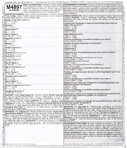 McCall's Sewing Pattern M4897 Baby Accessories