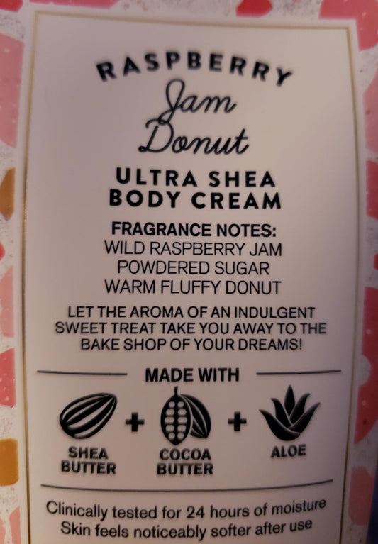 Bath and Body Works Raspberry Jam Donut 2 Pack Ultra Shea Body Cream 8 Oz. (Raspberry Jam Donut)