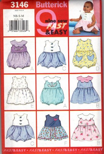 Butterick 3146 Infants Romper and Dress Pattern NEW