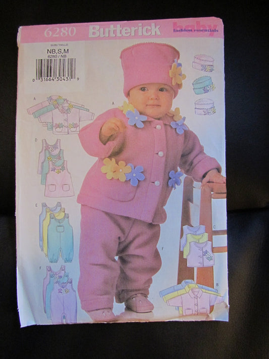 Butterick 6280 - Infant Jacket, Jumpsuit, Jumper Patterns (Size NB, S, M)