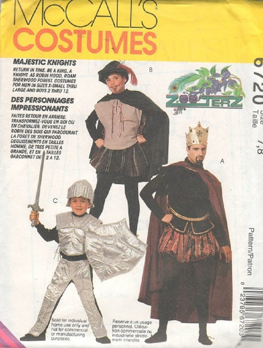 McCall's Pattern 6720 Children's Medieval Costumes - Size 7/8