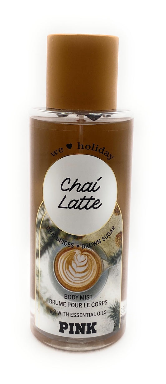 Victoria's Secret Pink Chai Latte Scented Body Mist Chai Spices x Brown Sugar 8.4 Ounce Spray With Essential Oils