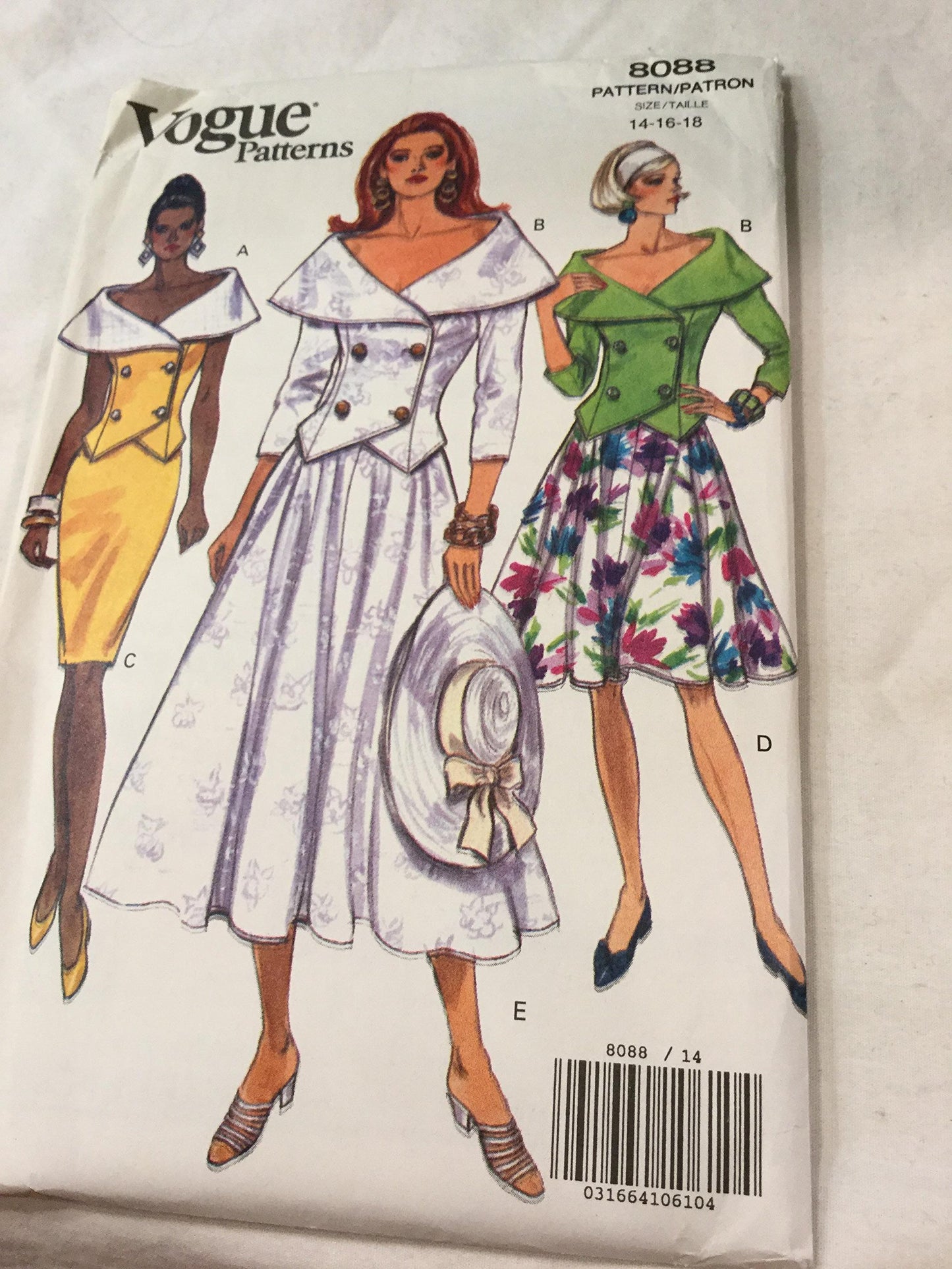 Vogue 8088: Size 14 - 16 - 18: top and skirt sewing pattern