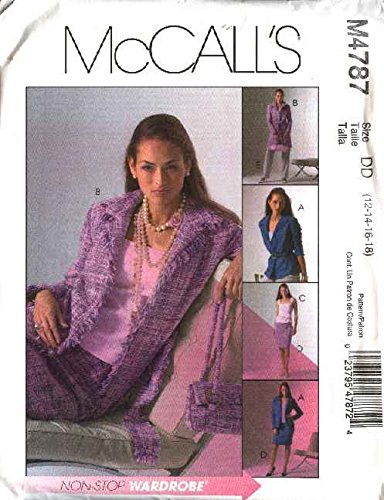 McCall's Sewing Pattern 4787 Misses Size 16-22 Wardrobe Lined Jacket Straight Skirt Pants Top