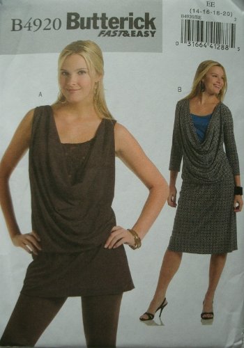 Butterick Fast & Easy Pattern B4920 Misses Tunic and Dress Size 14-20